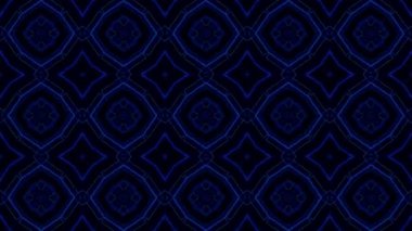 Karanlık bir zemin üzerinde neon mavisi olan, kusursuz geometrik şekillere sahip soyut dijital duvar kağıdı, teknoloji temalı tasarımlar ve arka planlar için idealdir..