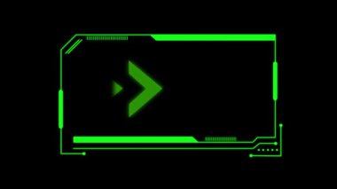 Koyu arkaplandaki oklar ve kürenin gelecekteki yeşil neon grafiği.