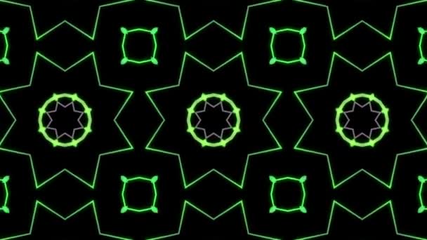 在黑色背景上动画的霓虹灯几何图案 — 图库视频影像