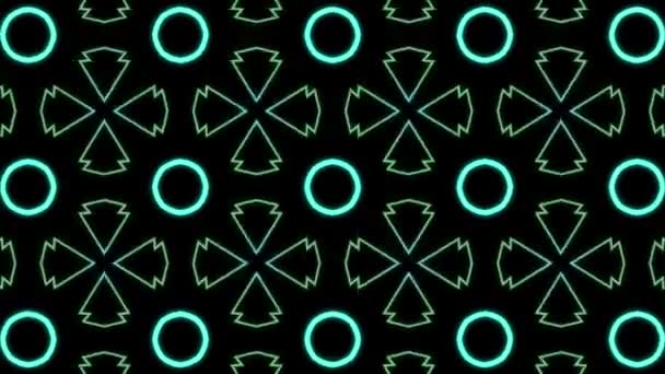 애니메이션 배경과 섬유에 적합한 검은색과 녹색의 육각형 모양의 원활한 기하학적 — 비디오