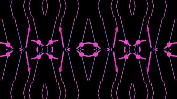 无缝隙几何图案 星形和正方形 橙色和粉色 背景为黑色 — 图库视频影像