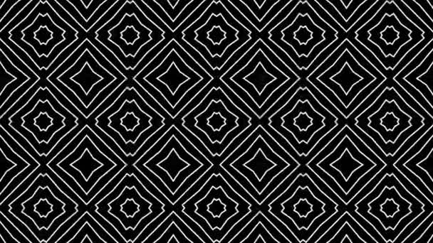Czarno Biały Wzór Geometryczny Powtarzającymi Się Kwadratami Koncentrycznymi Okręgami Nadającymi — Wideo stockowe