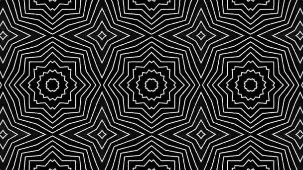 Бесшовный Черно Белый Геометрический Узор Шестиугольными Круговыми Формами Анимированных Фонов — стоковое видео