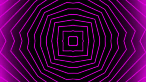 Abstract Neon Hexagonal Lines Animated Black Background — Stock Video