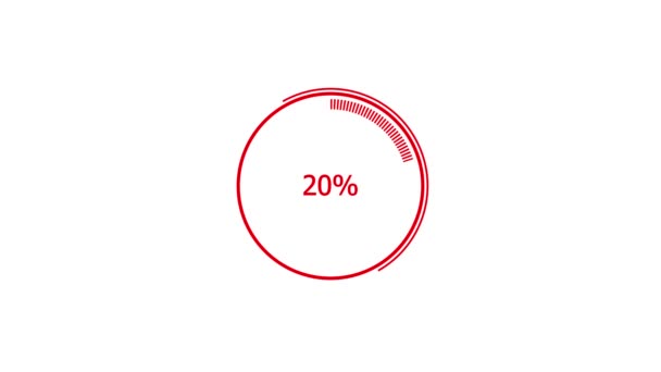 Красный Круговой Индикатор Прогресса Завершении Анимированного Белом Фоне — стоковое видео