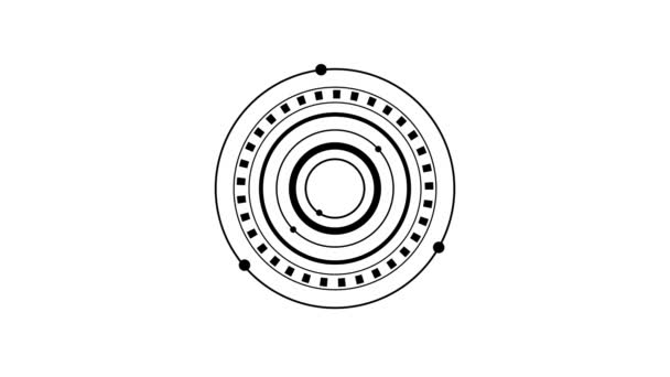 Černobílé Abstraktní Soustředné Kruhy Tečkovanými Liniemi Pevnými Kruhy Izolované Bílém — Stock video