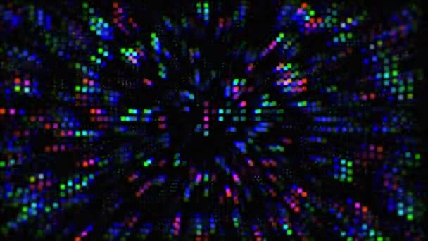 Abstrakcyjne Tło Cyfrowe Kolorowym Efektem Eksplozji Pikseli Symulujące Wybuch Danych — Wideo stockowe