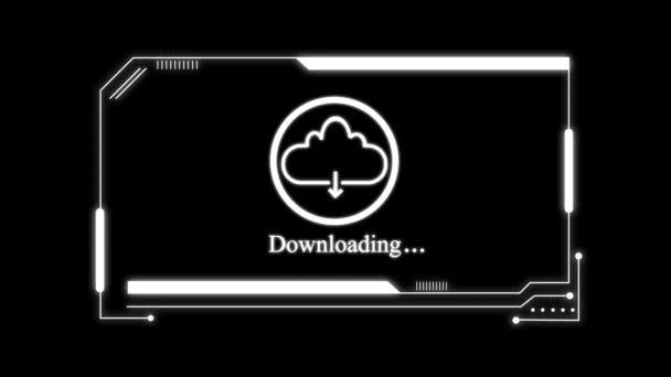 Pobieranie Ikony Chmury Animowanej Ekranie Komputera Paskiem Postępu — Wideo stockowe