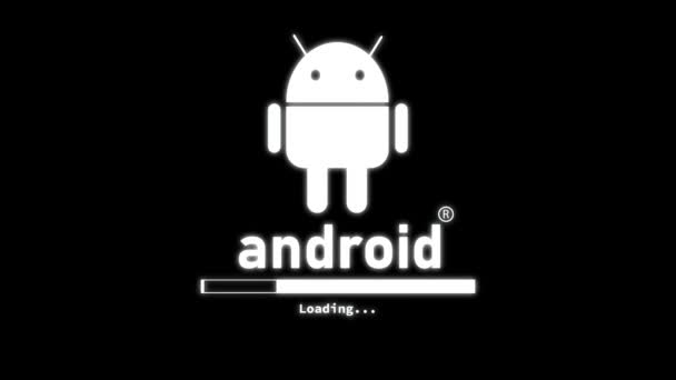 Android Logo Mit Ladebalke Animiert Auf Schwarzem Hintergrund — Stockvideo