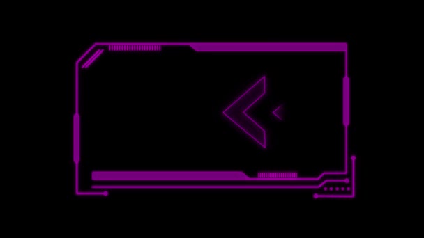 Grafica Neon Viola Futuristica Globo Frecce Animate Uno Sfondo Scuro — Video Stock