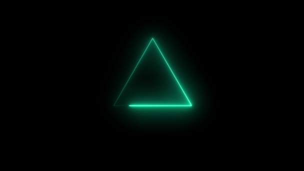 Triangolo Verde Neon Animato Sfondo Nero — Video Stock