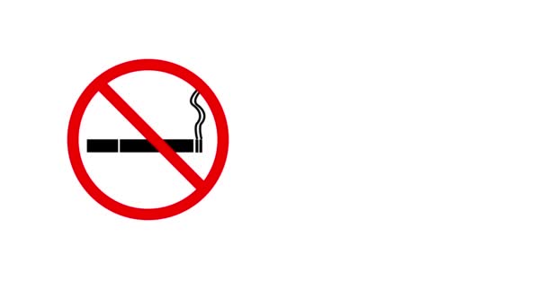 Não Fumar Sinal Precaução Mensagem Animação Não Permitida Símbolo Movimento — Vídeo de Stock