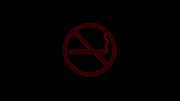 Smoking Sign Waarschuwing Bericht Animatie Niet Toegestaan Symbool Beweging Achtergrond — Stockvideo