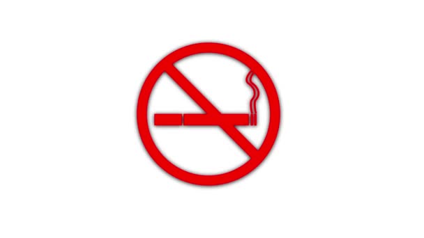Анимация Предупреждающего Сообщения Запрете Курения Допускается Фоне Движения Символов Rs_789 — стоковое видео