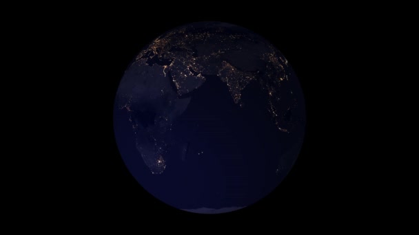 星空のアニメーションを背景にした宇宙からの夜の光を持つ現実的な地球惑星 Rs_809 — ストック動画