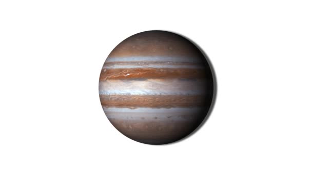 Animovaná Planeta Jupiter Bílém Pozadí Rs_807 — Stock video