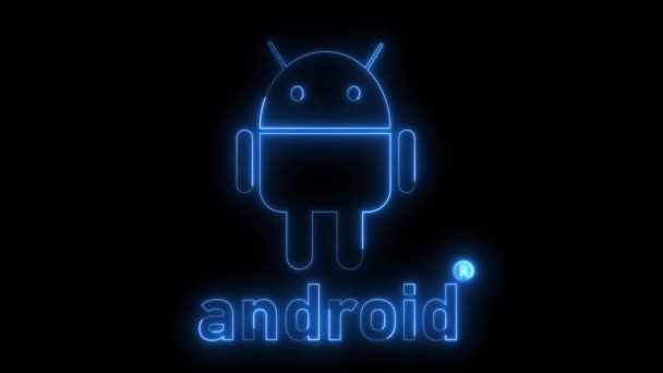 Glödande Android System Enhet Logotyp Design Animation Bakgrund 816 — Stockvideo