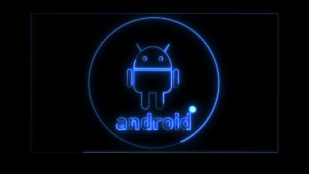 Glödande Android System Enhet Logotyp Design Animation Bakgrund 817 — Stockvideo