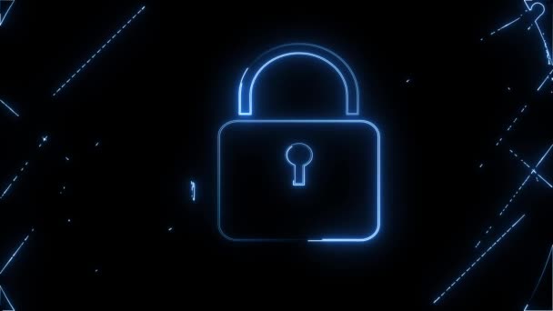 Sicherheitssystem Cyber Vorhängeschloss Symbol Daten Geschützt Sicherheit Vorhängeschloss Symbol Animation — Stockvideo