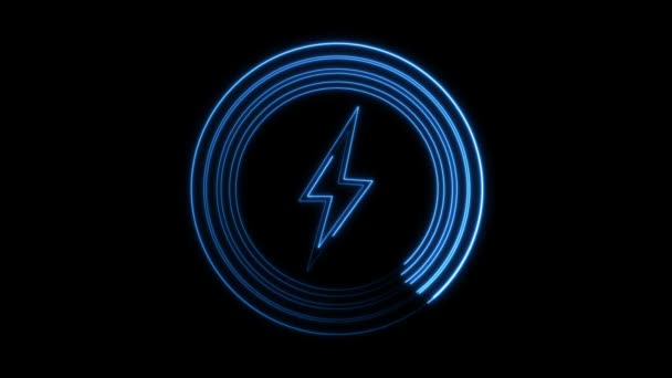 Ícone Energia Elétrica Onda Rádio Animado Fundo Preto Rs_824 — Vídeo de Stock