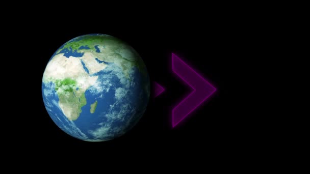Direção Terra Para Espaço Sideral Está Piscando Flecha Animação Fundo — Vídeo de Stock