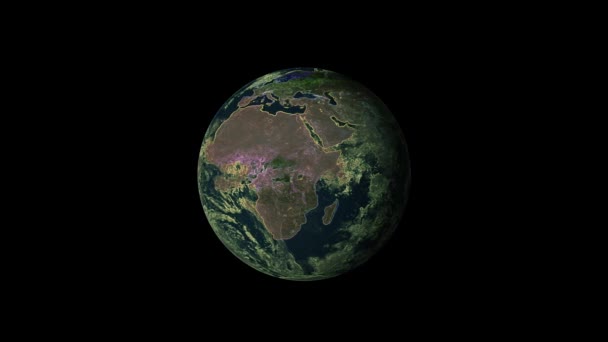 Realistická Planeta Země Nočními Světly Vesmíru Hvězdnatým Oblohou Animace Pozadí — Stock video