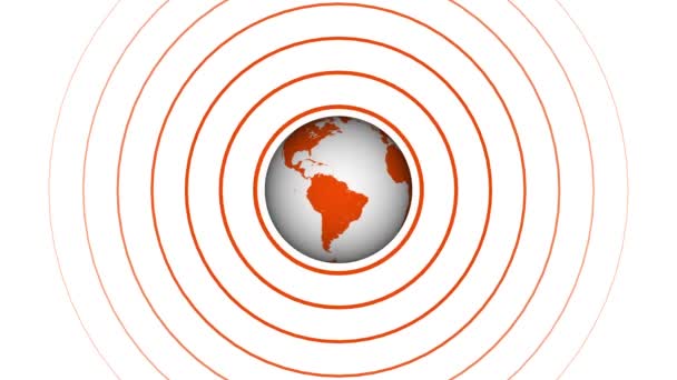 Globo Tierra Abstracto Con Fondo Ondas Radio Las Ondas Sonoras — Vídeos de Stock