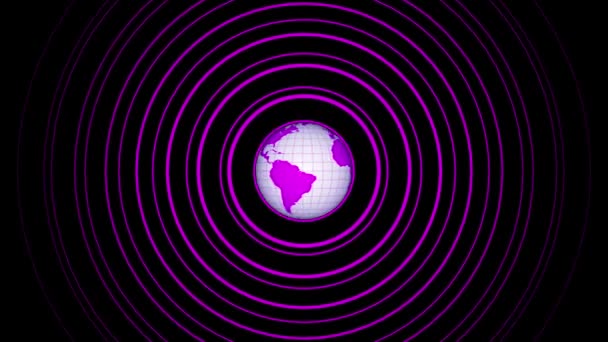 Streszczenie Ziemi Globus Fali Radiowej Fale Dźwiękowe Podróżują Ziemi 861 — Wideo stockowe