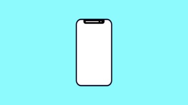 Cyan arkaplan üzerinde SMS bildirim simgesi olan siyah hat akıllı telefon metin dosyası. rs_931