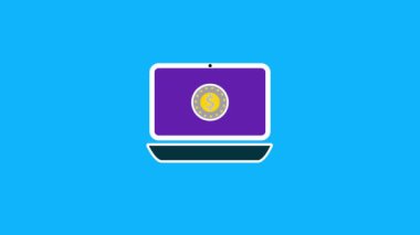 Dolar işareti grafiklerinde dizüstü bilgisayarın animasyon logoti arkaplanı. rs_940