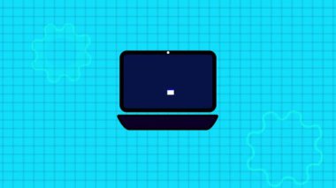 Özgün belgeye sahip dizüstü bilgisayar ekranda canlandırılmış mavi konsept arkaplan.