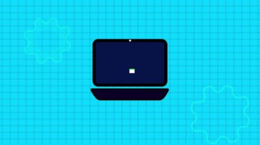 Dizüstü bilgisayar ikonu web geliştiricisi iş grafiksel metin animasyonu dizüstü bilgisayar ekranında. rs_1053