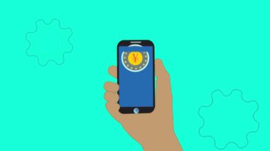 Ulus para birimi sembolü üzerinde akıllı telefon görüntülerinin animasyon logosu. rs_1083