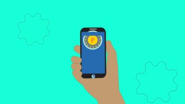 Ulus para birimi sembolü üzerinde akıllı telefon görüntülerinin animasyon logosu. rs_1085