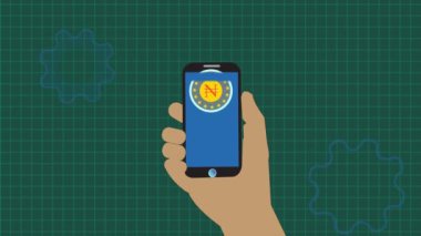 Ulus para birimi sembolü üzerinde akıllı telefon görüntülerinin animasyon logosu. rs_1089