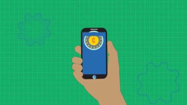 Ulus para birimi sembolü üzerinde akıllı telefon görüntülerinin animasyon logosu. rs_1102