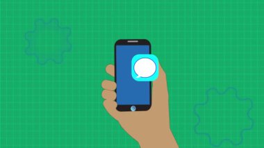 SMS bildirim simgesi olan siyah hat akıllı telefon metin dosyası arkaplanı. rs_1108