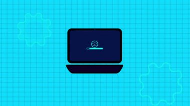 Laptop ekran logoti animasyon arkaplanına bulut simgesi yükleniyor. rs_1158
