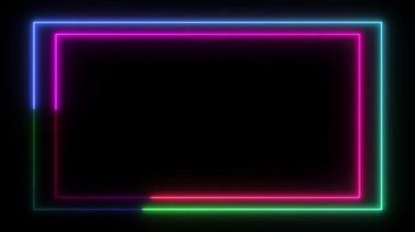 Dikdörtgen parlak renkli şekil, güneş alevi neon geometrik animasyon arka planı. rs_1240