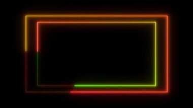 Dikdörtgen parlak renkli şekil, güneş alevi neon geometrik animasyon arka planı. rs_1242