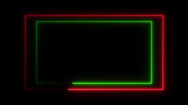 Dikdörtgen parlak renkli şekil, güneş alevi neon geometrik animasyon arka planı. rs_1245
