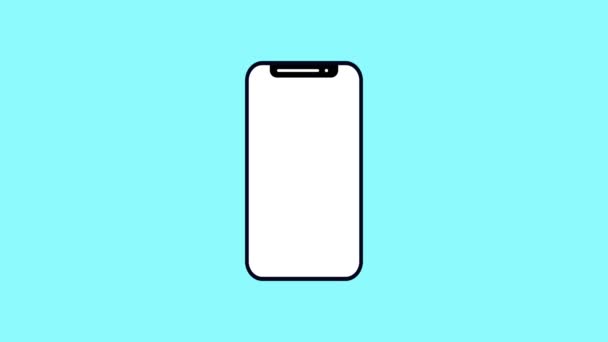 Blackline Smartphone Mit Sms Benachrichtigungssymbol Textdatei Auf Cyan Hintergrund Melden — Stockvideo