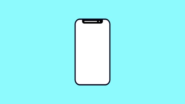 Черная Линия Смартфона Иконкой Уведомления Sms Сообщить Текстовый Файл Голубом — стоковое видео