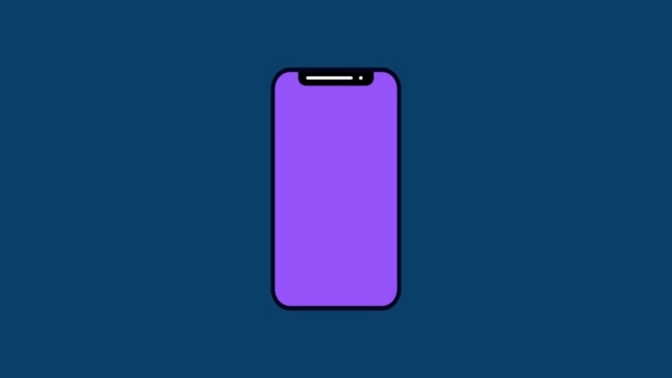 Black Line Smart Phone Download Icon Szöveges Fájl Jelentése Cián — Stock videók