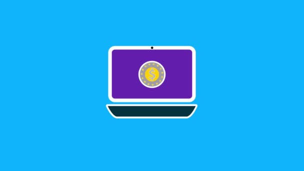 Fundo Logotipo Animado Exibição Laptop Gráficos Símbolo Sinal Dólar Rs_940 — Vídeo de Stock
