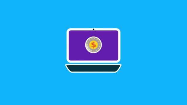Geanimeerde Logotype Achtergrond Van Laptop Weergave Dollar Teken Symbool Graphics — Stockvideo