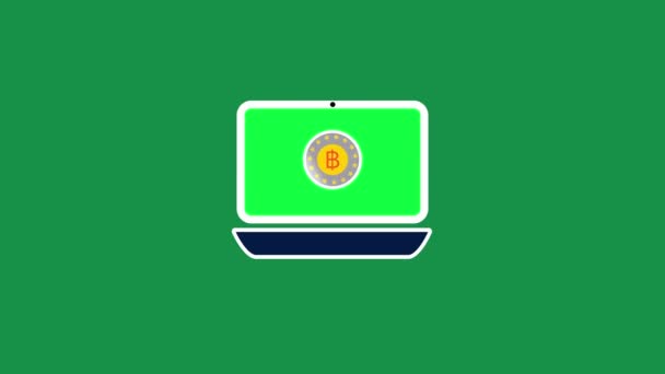 Анимированный Логотип Экрана Ноутбука Графике Знака Монеты Бат Rs_955 — стоковое видео