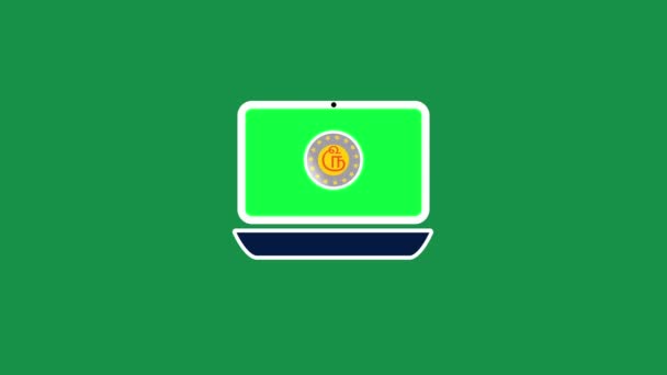 Fundo Logotipo Animado Exibição Laptop Tamil Rupee Moeda Símbolo Gráficos — Vídeo de Stock