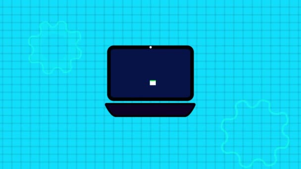 Einfaches Laptop Symbol Seo Logo Textanimation Auf Dem Laptop Display — Stockvideo
