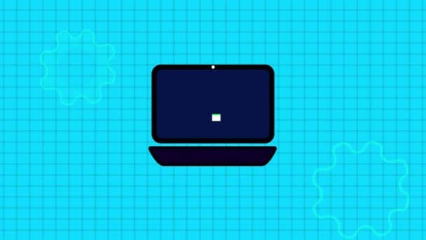 Icono Simple Portátil Ntf Logotipo Animación Texto Pantalla Del Ordenador — Vídeos de Stock